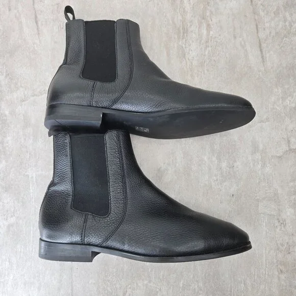 Coach Pull On Chelsea Boots Mens Sz 8.5 Black Leather Minimalist Preppy Booties - Picture 5 of 12